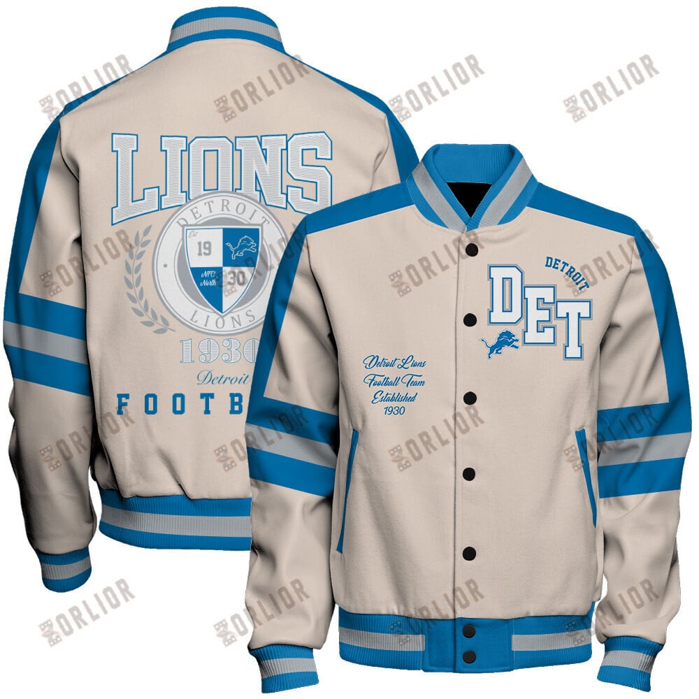 Detroit Lions Football Team 2024 -25 Feel The Power Unisex Varsity Jacket