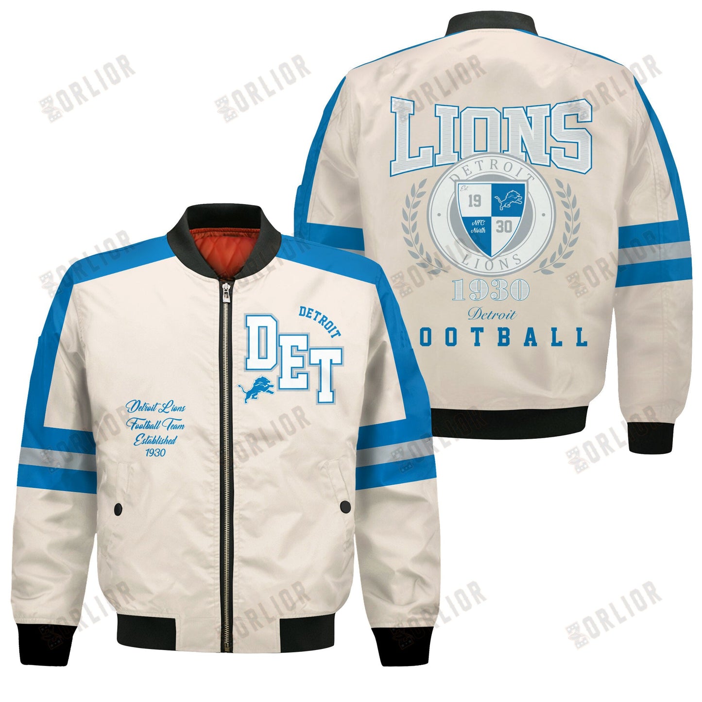 Detroit Lions Football Team 2024 -25 Feel The Power Bomber Jacket