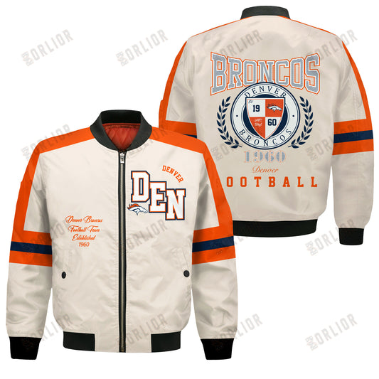 Denver Broncos Football Team 2024 -25 Feel The Power Bomber Jacket