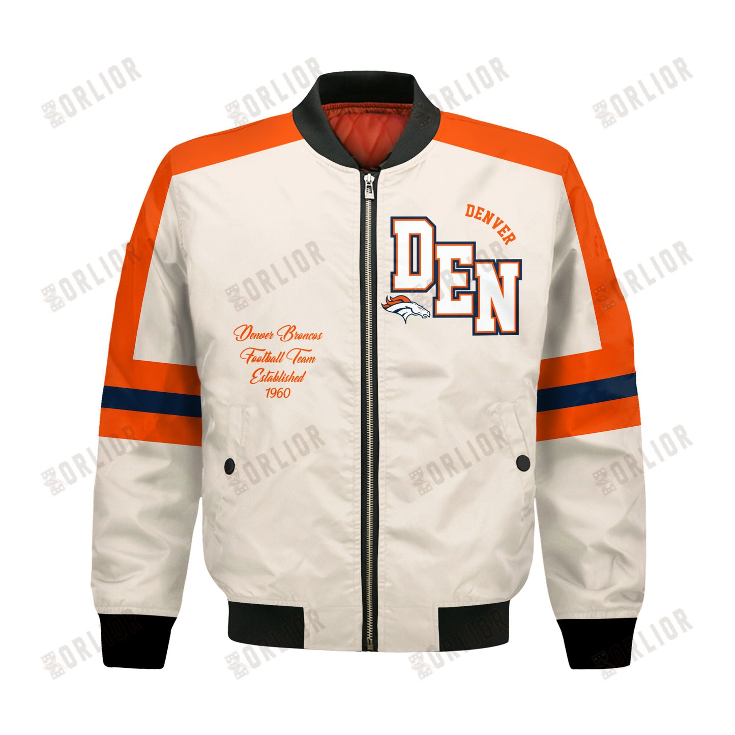Denver Broncos Football Team 2024 -25 Feel The Power Bomber Jacket