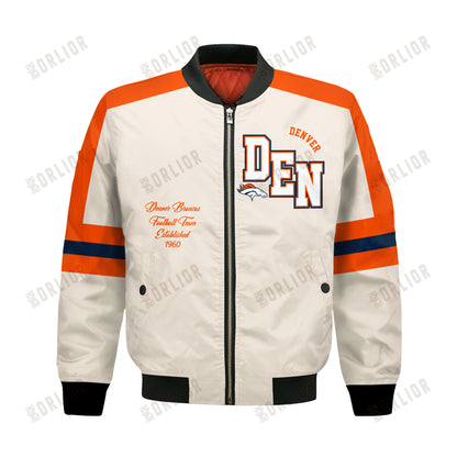 Denver Broncos Football Team 2024 -25 Feel The Power Bomber Jacket