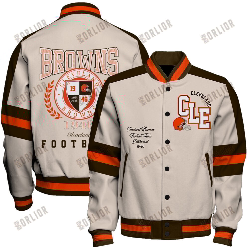 Cleveland Browns Football Team 2024 -25 Feel The Power Unisex Varsity Jacket