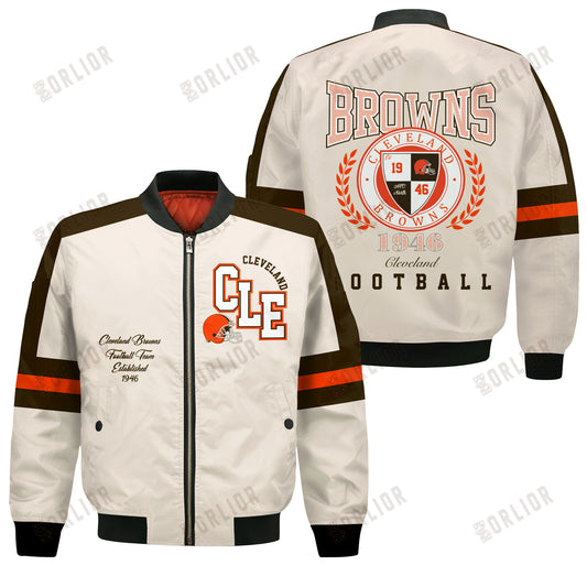 Cleveland Browns Football Team 2024 -25 Feel The Power Bomber Jacket
