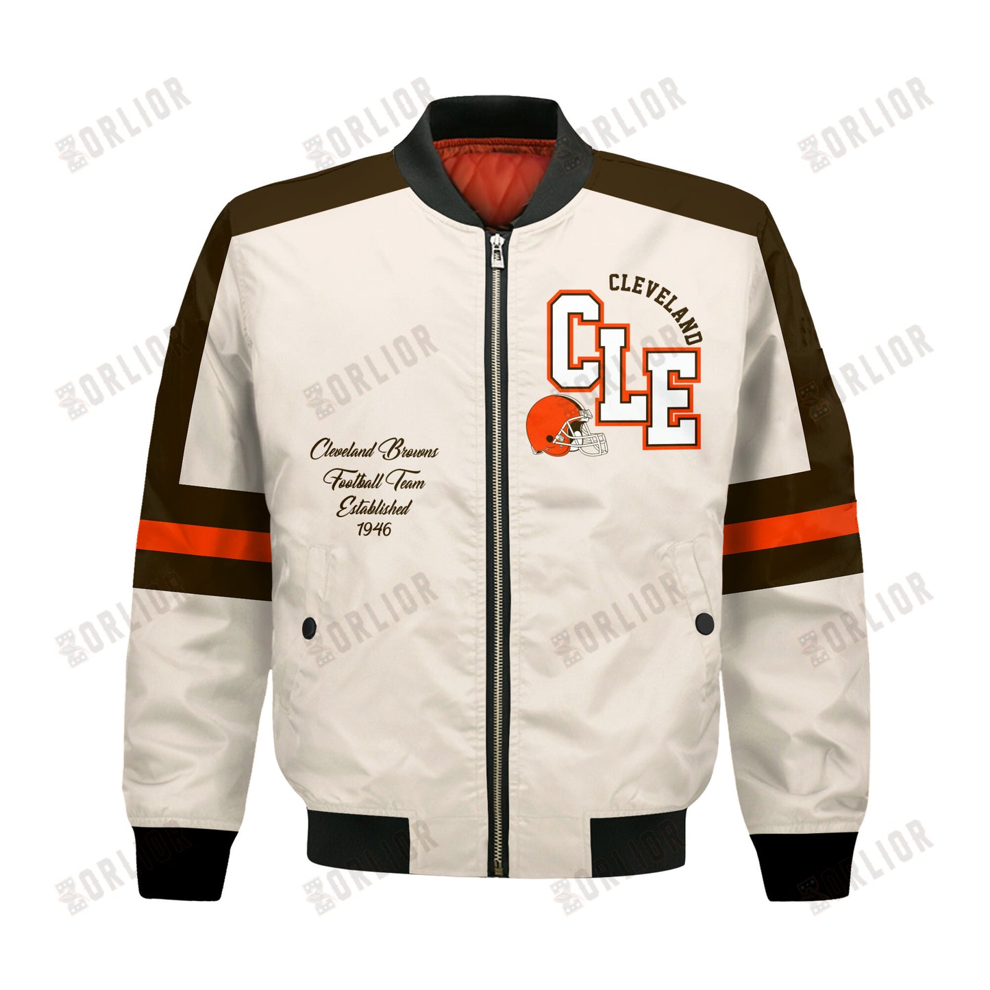 Cleveland Browns Football Team 2024 -25 Feel The Power Bomber Jacket