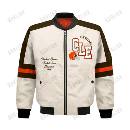 Cleveland Browns Football Team 2024 -25 Feel The Power Bomber Jacket