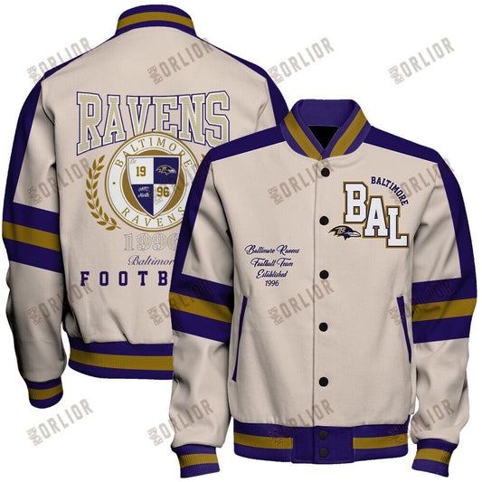 Baltimore Ravens Football Team 2024 -25 Feel The Power Unisex Varsity Jacket