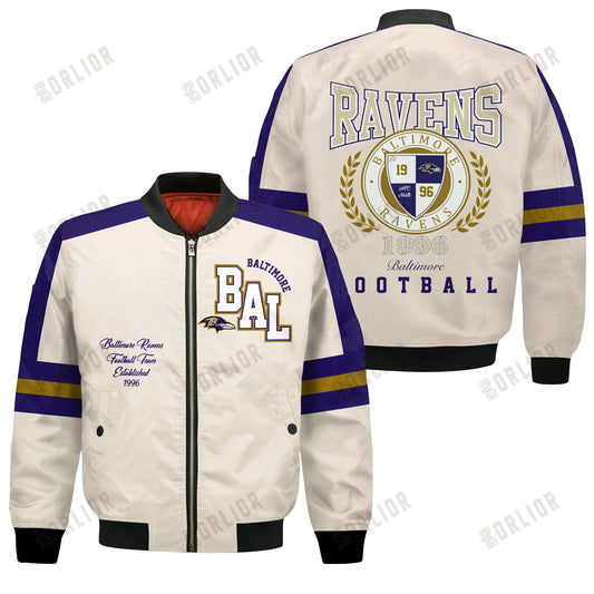 Baltimore Ravens Football Team 2024 -25 Feel The Power Bomber Jacket