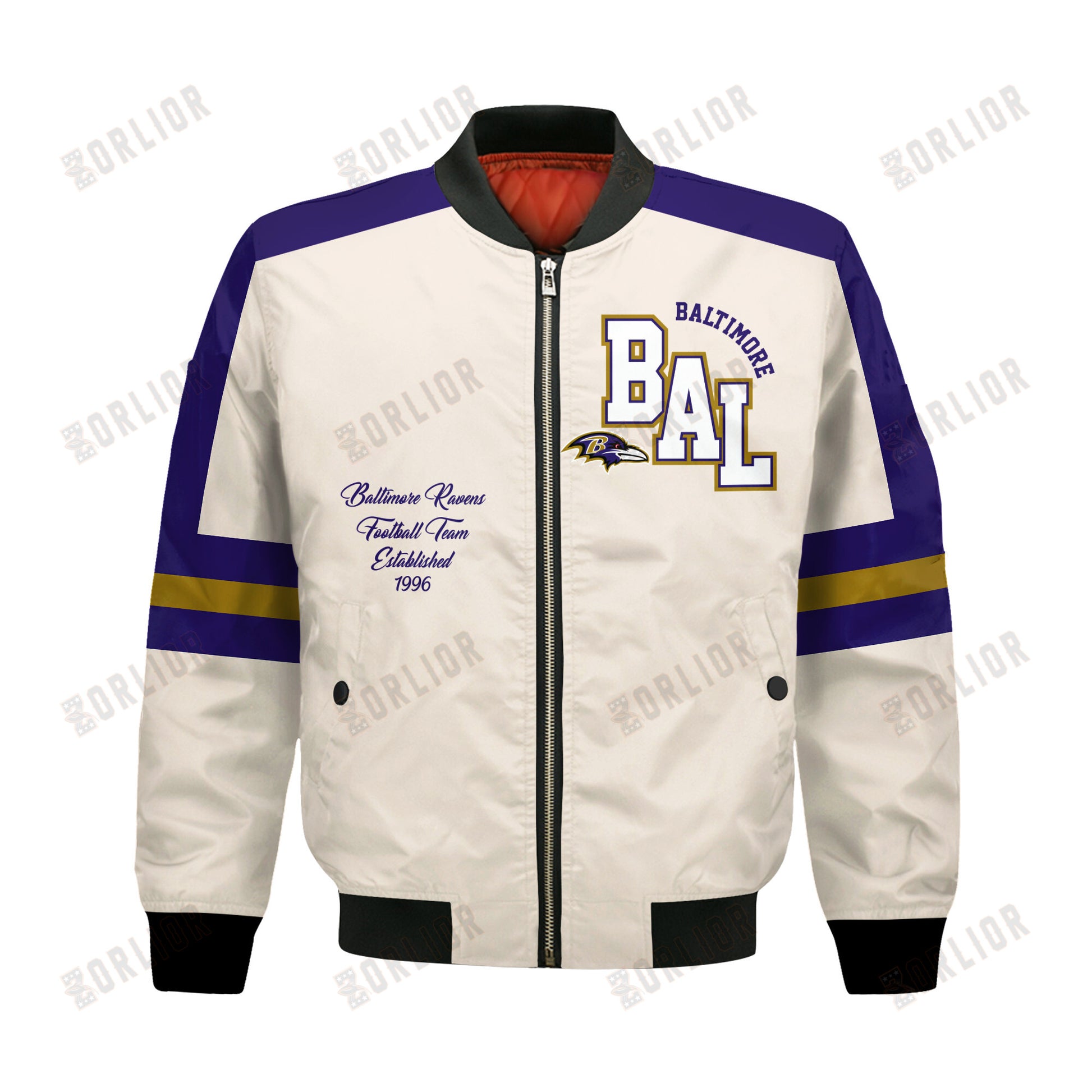 Baltimore Ravens Football Team 2024 -25 Feel The Power Bomber Jacket