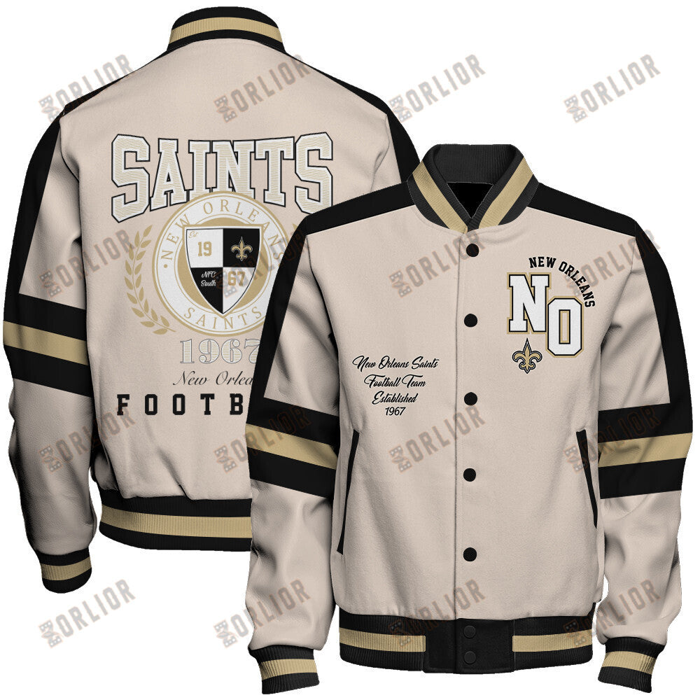 New Orleans Saints Football Team 2024 -25 Feel The Power Unisex Varsity Jacket