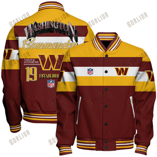 Washington Commanders Football Team 2024 -25 Fire Burning Opponents Unisex Varsity Jacket