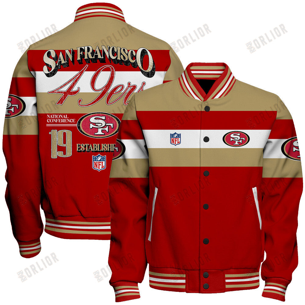 San Francisco 49ers Football Team 2024 -25 Fire Burning Opponents Unisex Varsity Jacket