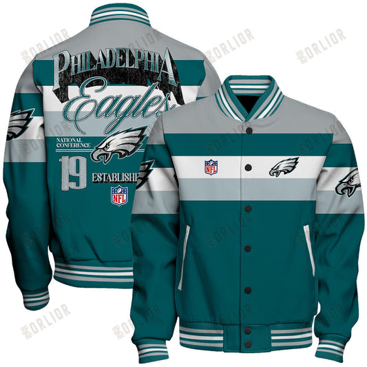 Philadelphia Eagles Football Team 2024 -25 Fire Burning Opponents Unisex Varsity Jacket