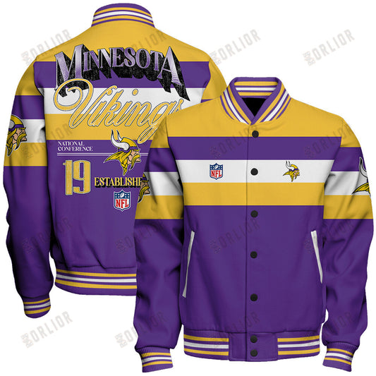 Minnesota Vikings Football Team 2024 -25 Fire Burning Opponents Unisex Varsity Jacket
