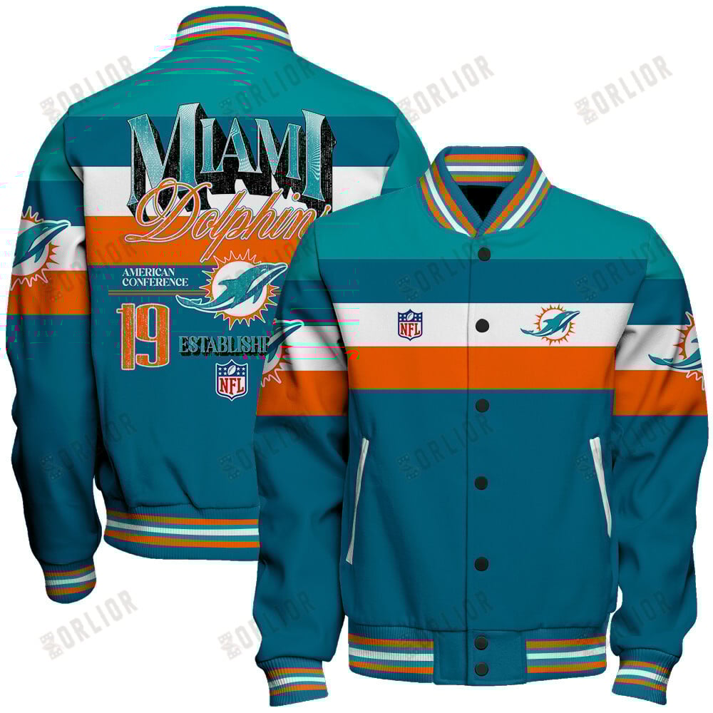 Miami Dolphins Football Team 2024 -25 Fire Burning Opponents Unisex Varsity Jacket