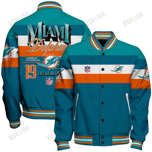 Miami Dolphins Football Team 2024 -25 Fire Burning Opponents Unisex Varsity Jacket