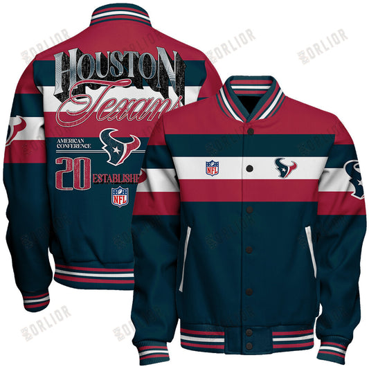 Houston Texans Football Team 2024 -25 Fire Burning Opponents Unisex Varsity Jacket