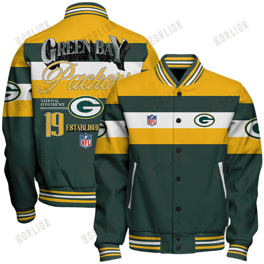 Green Bay Packers Football Team 2024 -25 Fire Burning Opponents Unisex Varsity Jacket