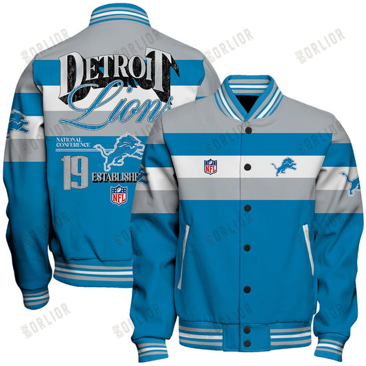 Detroit Lions Football Team 2024 -25 Fire Burning Opponents Unisex Varsity Jacket