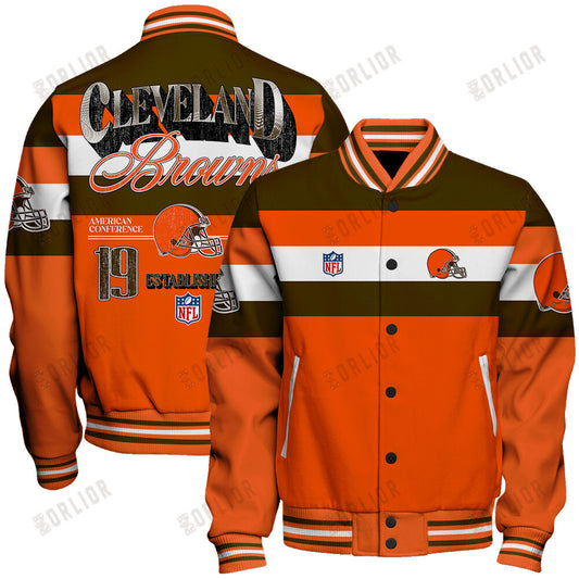 Cleveland Browns Football Team 2024 -25 Fire Burning Opponents Unisex Varsity Jacket