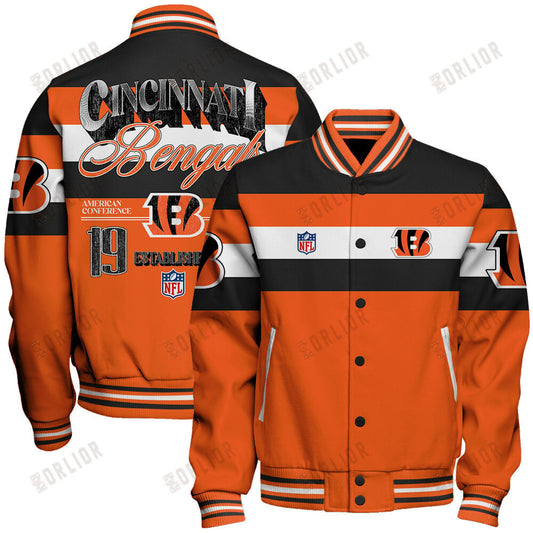 Cincinnati Bengals Football Team 2024 -25 Fire Burning Opponents Unisex Varsity Jacket