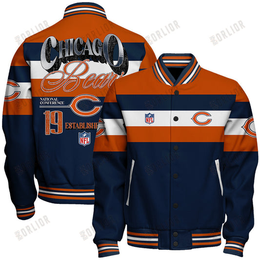 Chicago Bears Football Team 2024 -25 Fire Burning Opponents Unisex Varsity Jacket