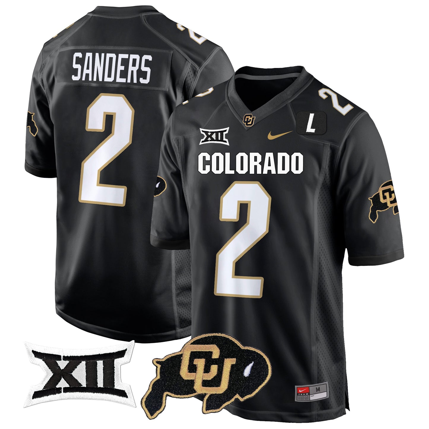 Colorado Buffaloes Big 12 XII Patch Game Jersey V2 - All Stitched