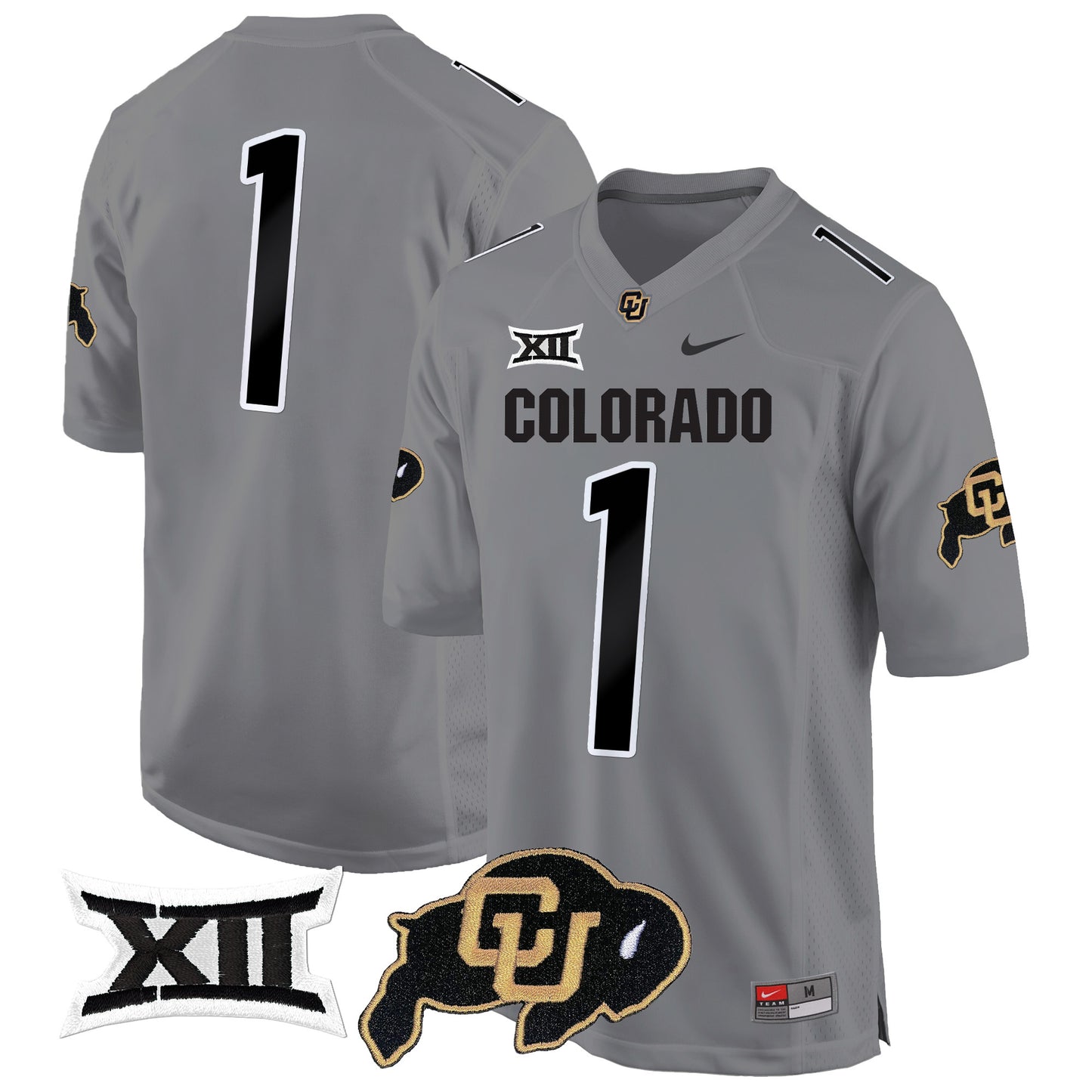 Colorado Buffaloes Big 12 XII Patch Game Jersey V2 - All Stitched