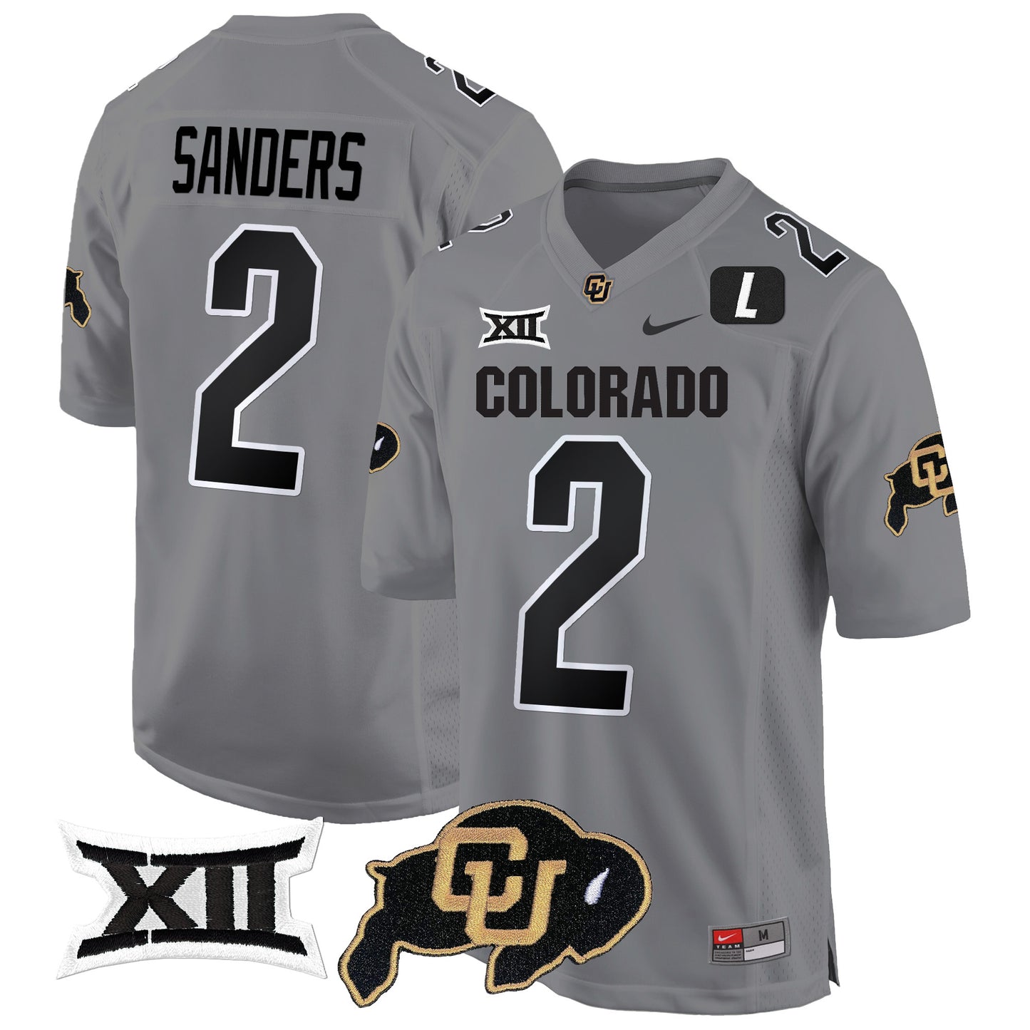 Colorado Buffaloes Big 12 XII Patch Game Jersey V2 - All Stitched