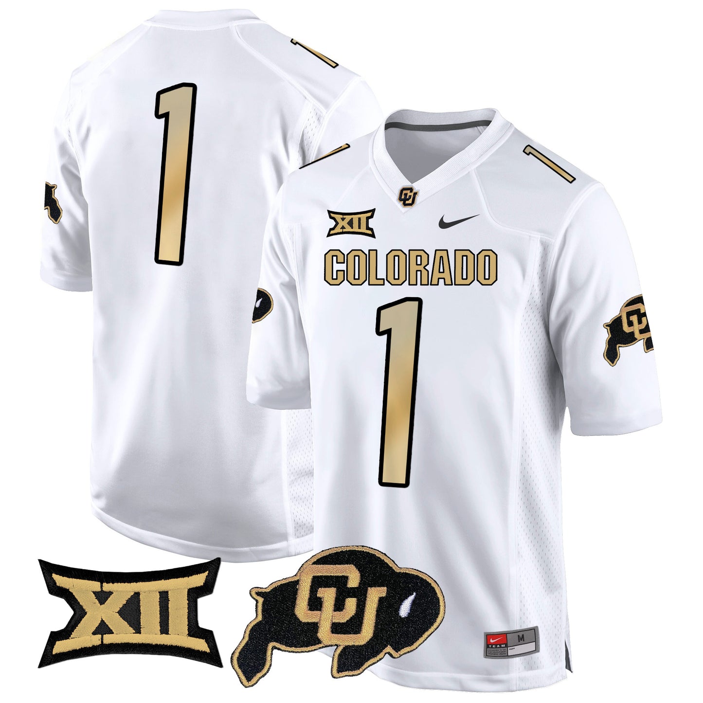 Colorado Buffaloes Big 12 XII Patch Game Jersey V2 - All Stitched