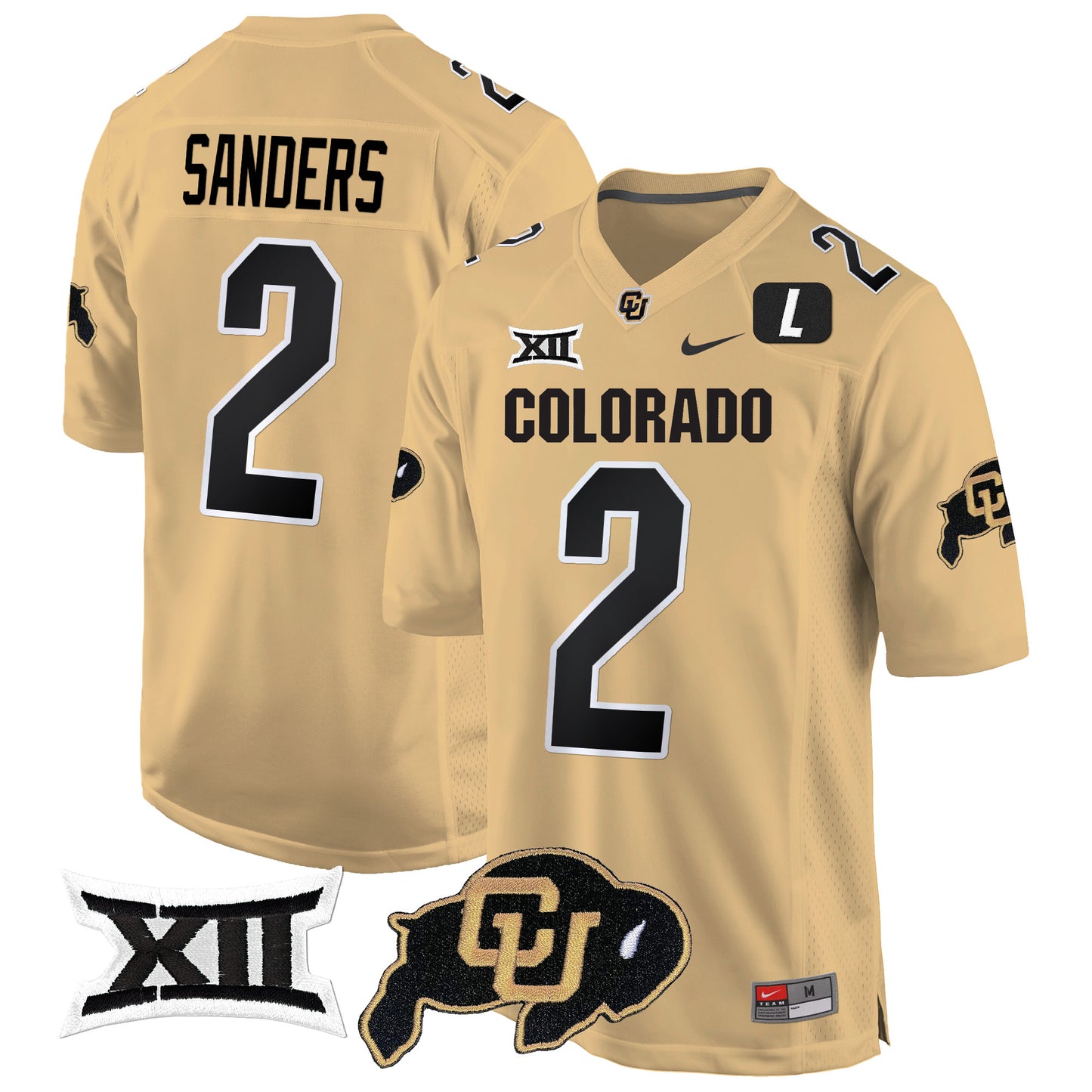 Colorado Buffaloes Big 12 XII Patch Game Jersey V2 - All Stitched