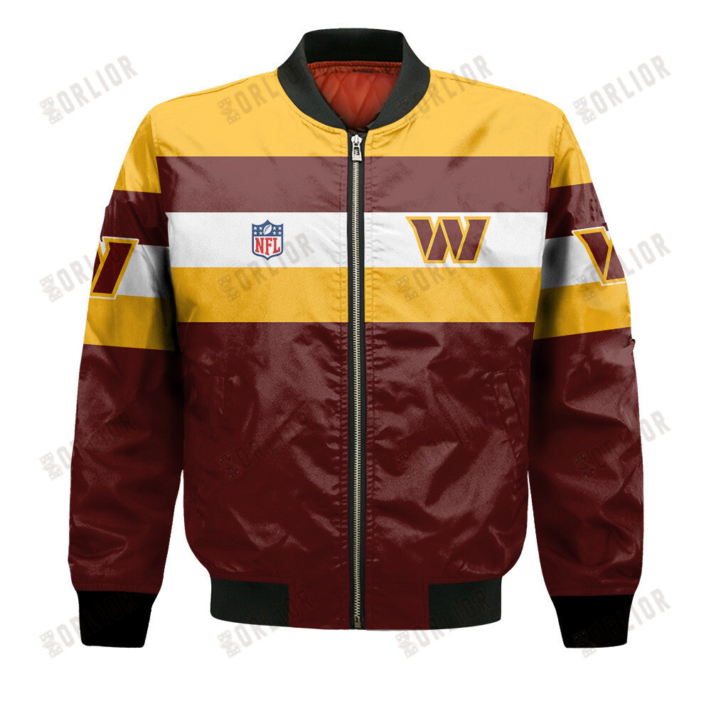Washington Commanders Football Team 2024 -25 Fire Burning Opponents Bomber Jacket