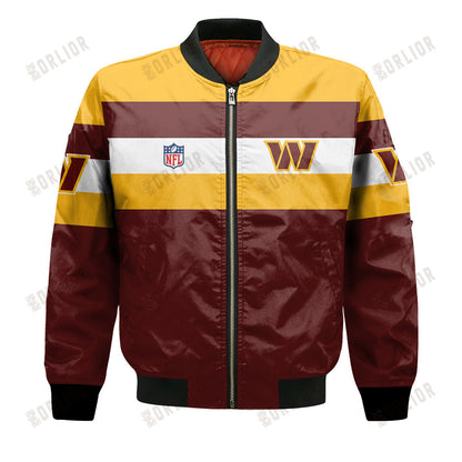 Washington Commanders Football Team 2024 -25 Fire Burning Opponents Bomber Jacket
