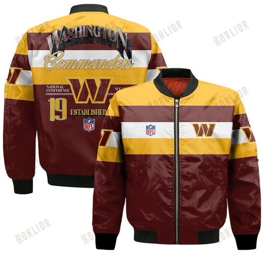 Washington Commanders Football Team 2024 -25 Fire Burning Opponents Bomber Jacket