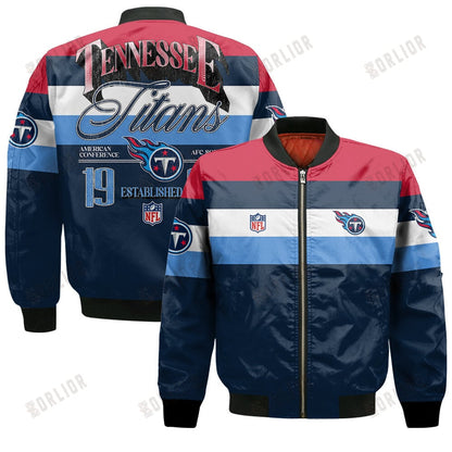 Tennessee Titans Football Team 2024 -25 Fire Burning Opponents Bomber Jacket