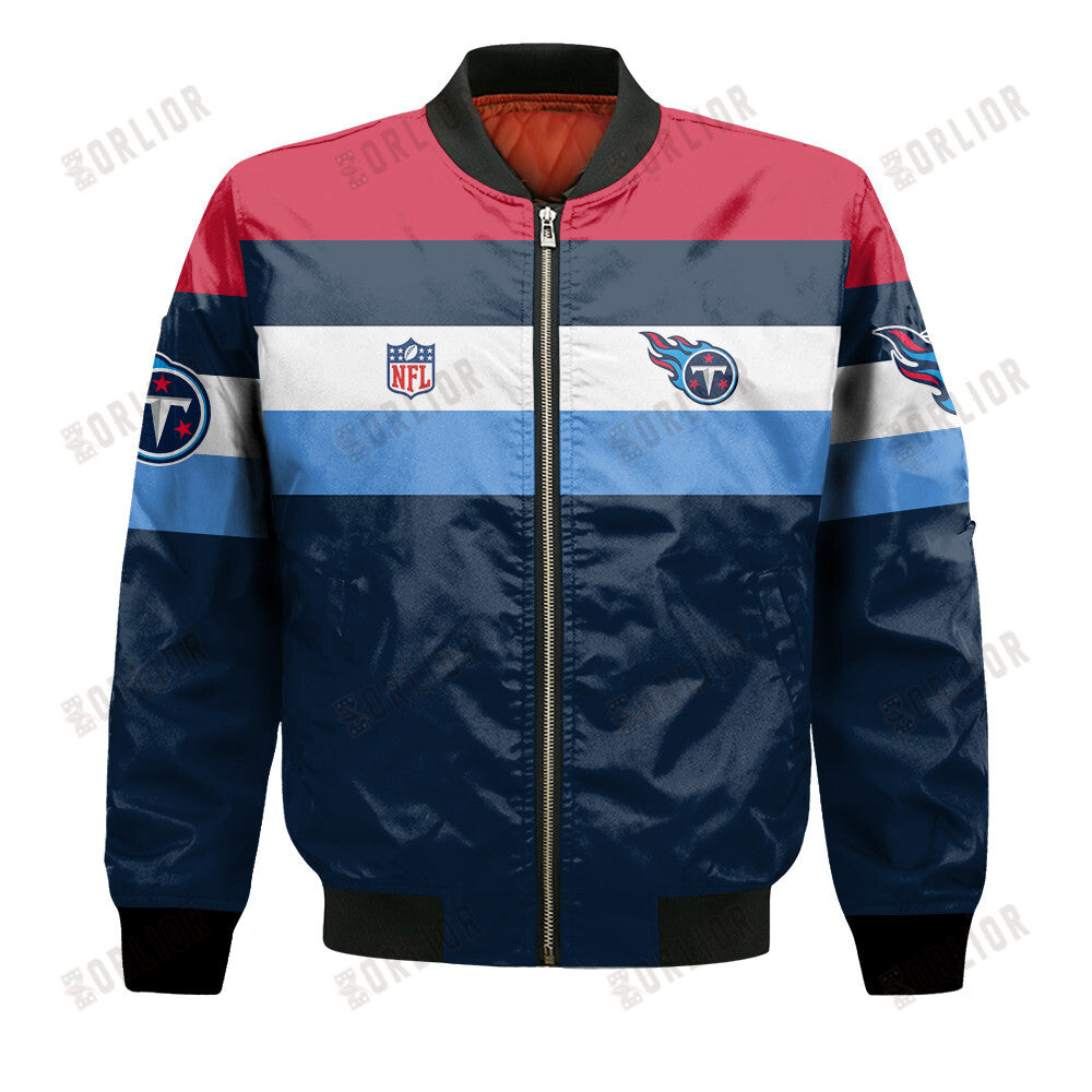 Tennessee Titans Football Team 2024 -25 Fire Burning Opponents Bomber Jacket