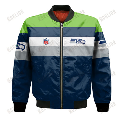 Seattle Seahawks Football Team 2024 -25 Fire Burning Opponents Bomber Jacket