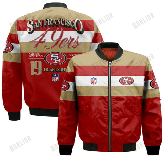 San Francisco 49ers Football Team 2024 -25 Fire Burning Opponents Bomber Jacket