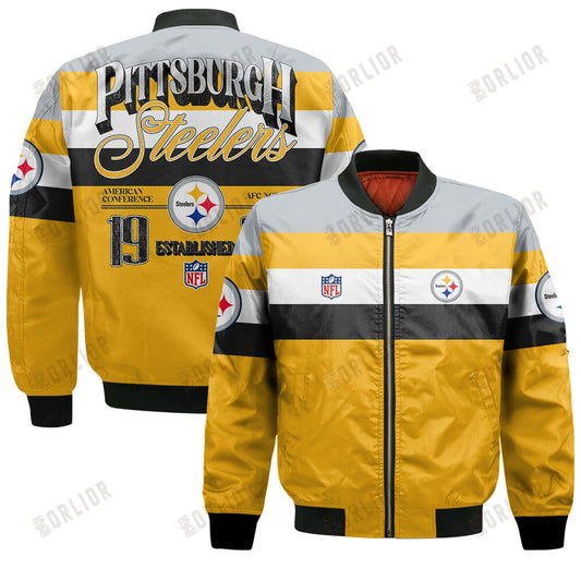 Pittsburgh Steelers Football Team 2024 -25 Fire Burning Opponents Bomber Jacket