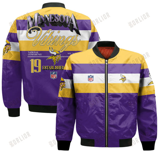 Minnesota Vikings Football Team 2024 -25 Fire Burning Opponents Bomber Jacket