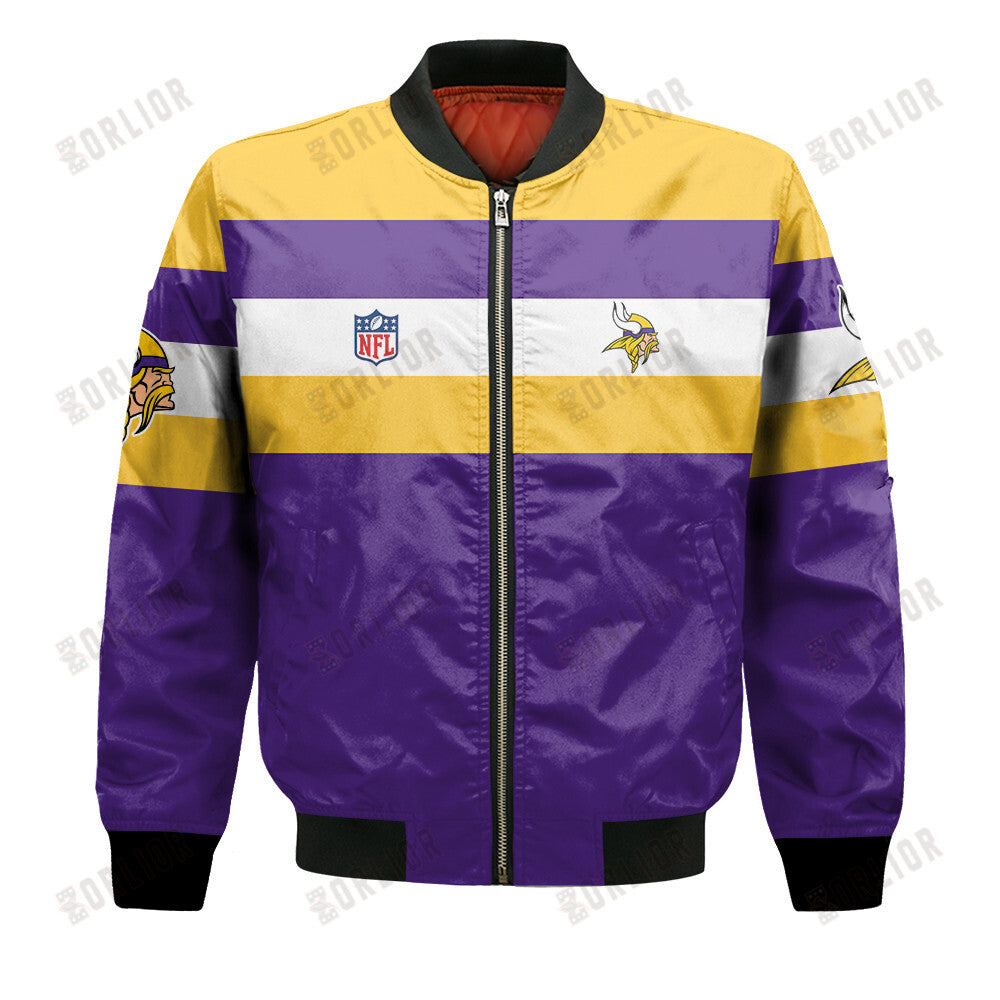 Minnesota Vikings Football Team 2024 -25 Fire Burning Opponents Bomber Jacket