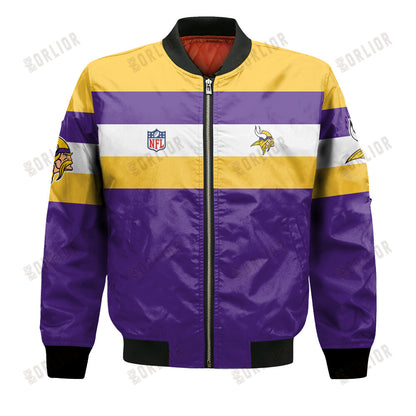 Minnesota Vikings Football Team 2024 -25 Fire Burning Opponents Bomber Jacket