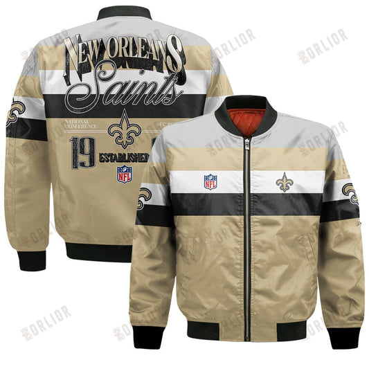 New Orleans Saints Football Team 2024 -25 Fire Burning Opponents Bomber Jacket