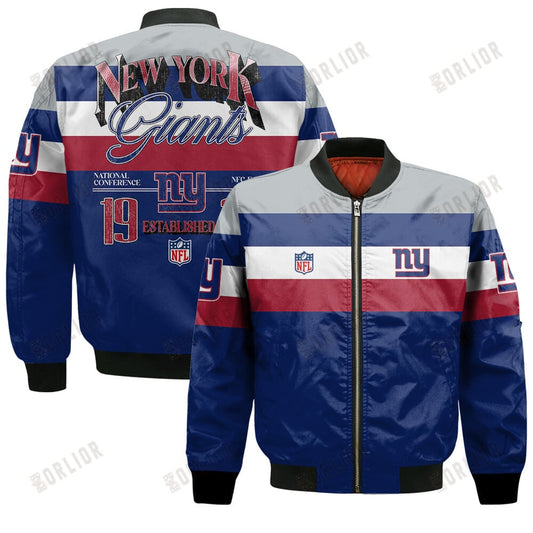 New York Giants Football Team 2024 -25 Fire Burning Opponents Bomber Jacket