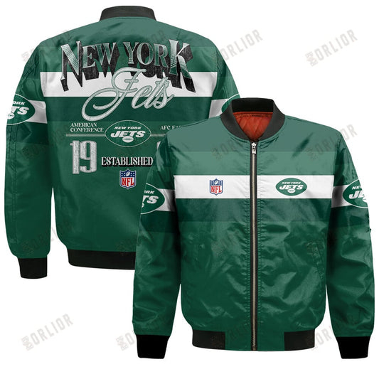 New York Jets Football Team 2024 -25 Fire Burning Opponents Bomber Jacket