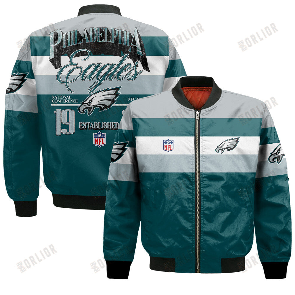 Philadelphia Eagles Football Team 2024 -25 Fire Burning Opponents Bomber Jacket