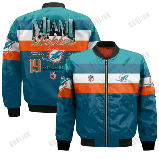 Miami Dolphins Football Team 2024 -25 Fire Burning Opponents Bomber Jacket