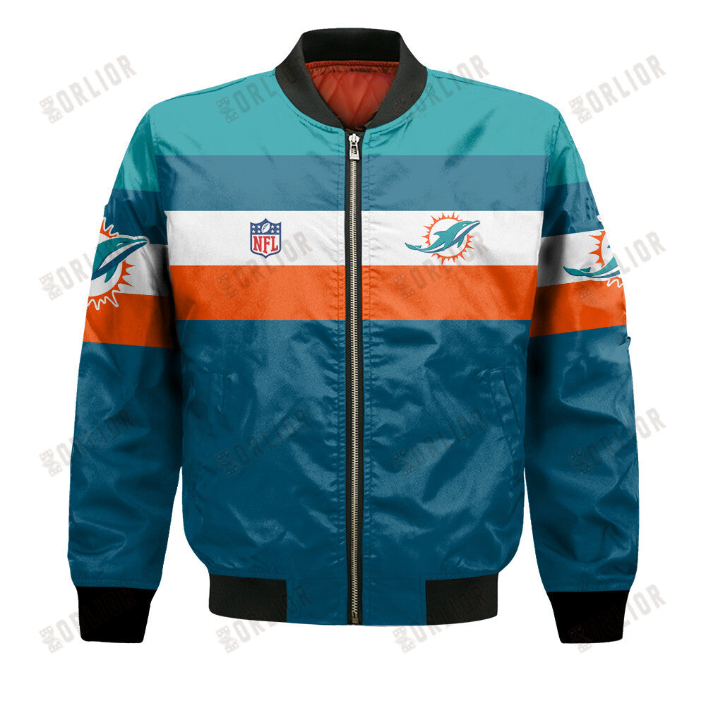 Miami Dolphins Football Team 2024 -25 Fire Burning Opponents Bomber Jacket