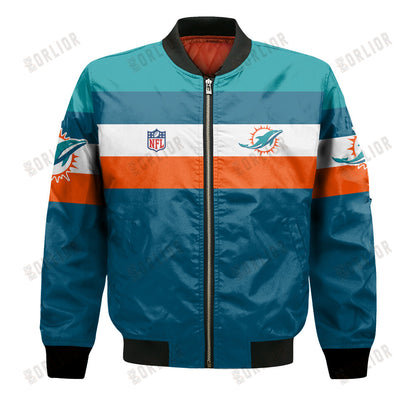 Miami Dolphins Football Team 2024 -25 Fire Burning Opponents Bomber Jacket