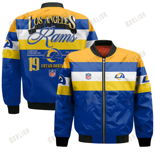 Los Angeles Rams Football Team 2024 -25 Fire Burning Opponents Bomber Jacket