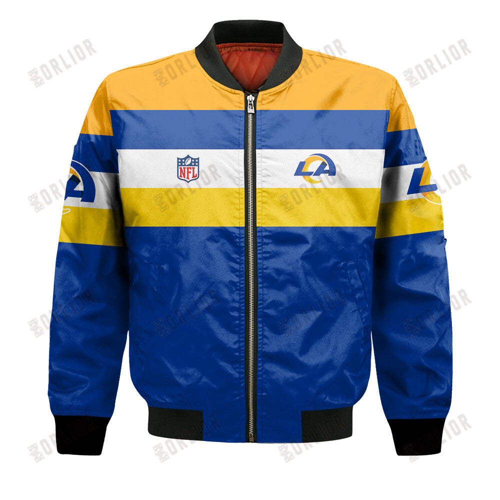 Los Angeles Rams Football Team 2024 -25 Fire Burning Opponents Bomber Jacket
